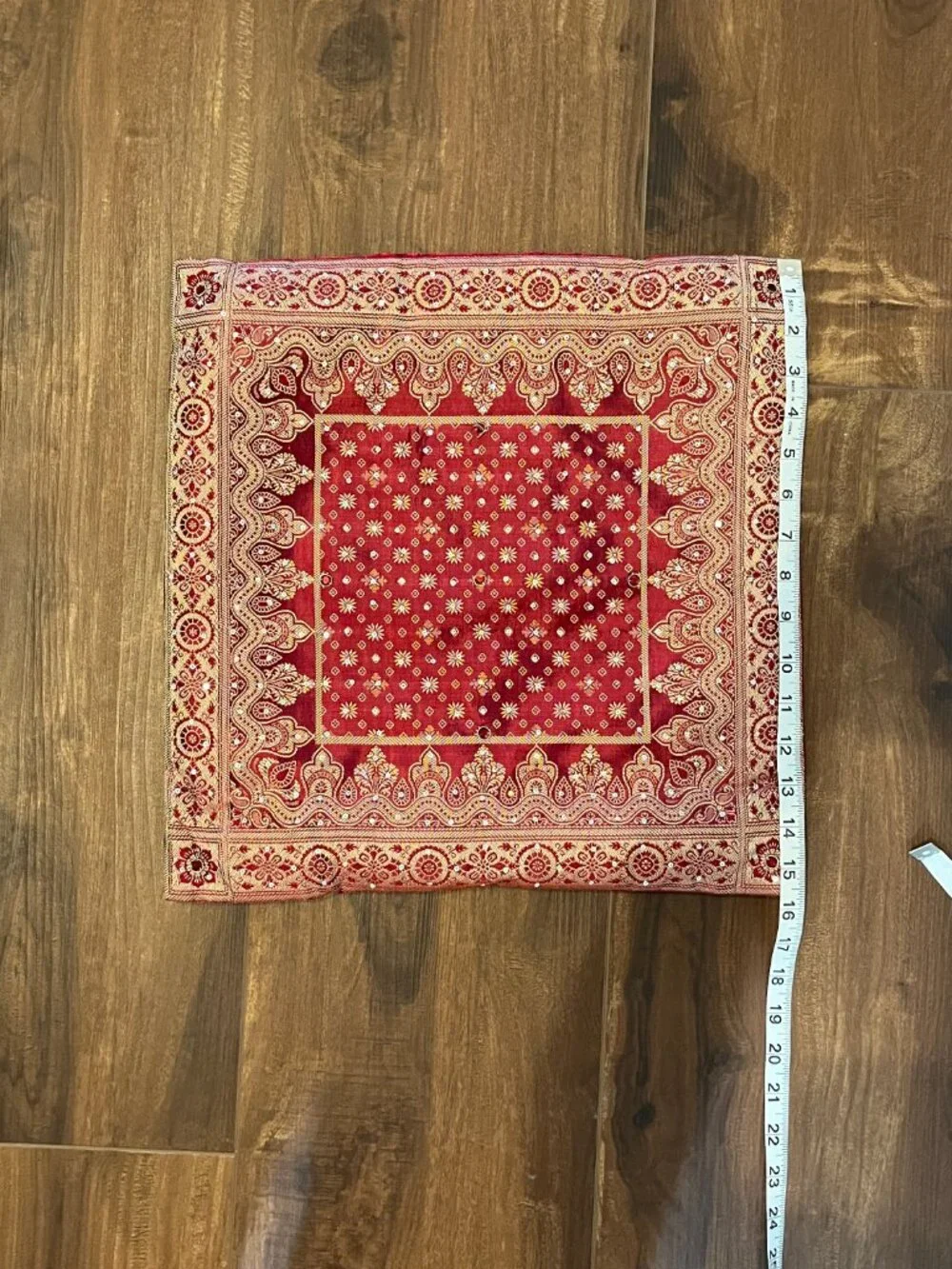 Red Beaded Throw Pillows Set of 2 Mughal Embroidered Boho Indian Bollywood Decor